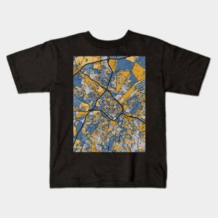 Charlotte Map Pattern in Blue & Gold Kids T-Shirt